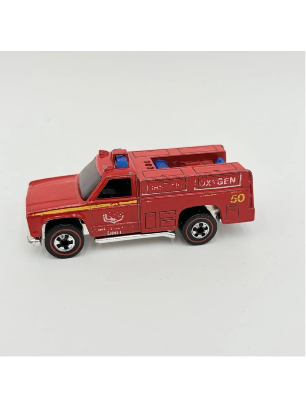 Vintage 1974 Hot Wheels Redline Emergency Squad Fire Truck Red Hong Kong